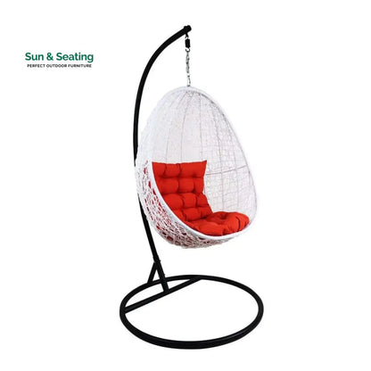 Luciana Single Seater Hanging Swing With Stand For Balcony Garden Swing (White) Red Swings