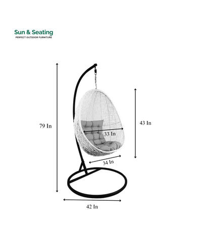 Luciana Single Seater Hanging Swing With Stand For Balcony Garden Swing (White) Swings
