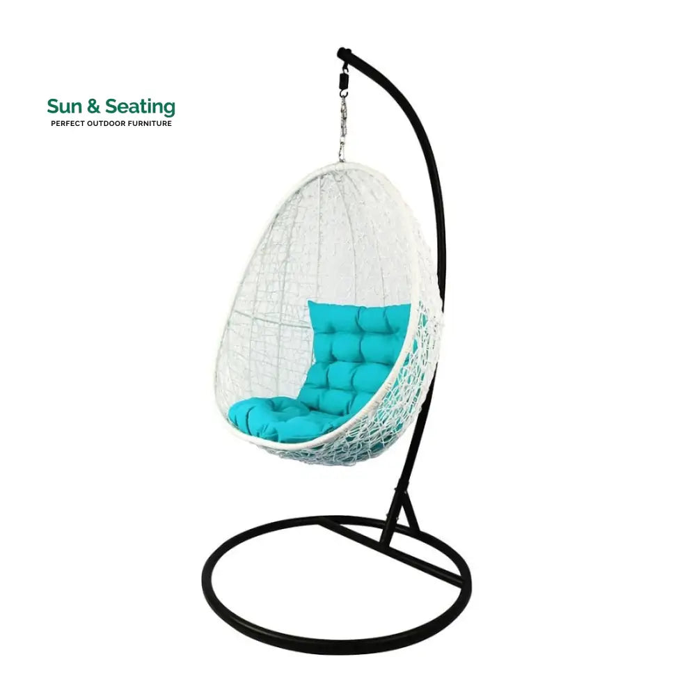 Luciana Single Seater Hanging Swing With Stand For Balcony Garden Swing (White) Swings