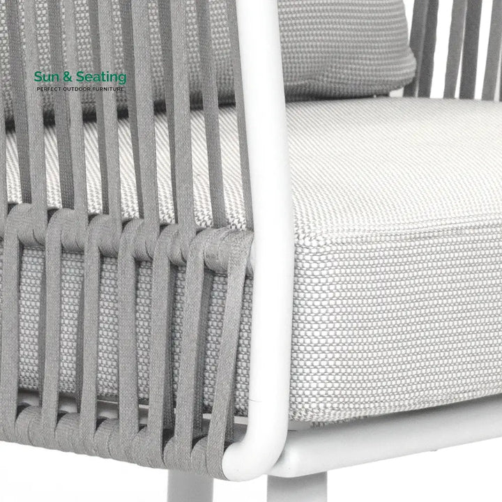 Luies Outdoor Garden Balcony Sofa Set 2 Seater,2 Single seater and 2 Center Table With 1 Side Table Set Braid &amp; Rope