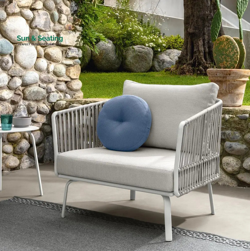 Luies Outdoor Garden Balcony Sofa Set 2 Seater,2 Single seater and 2 Center Table With 1 Side Table Set Braid & Rope