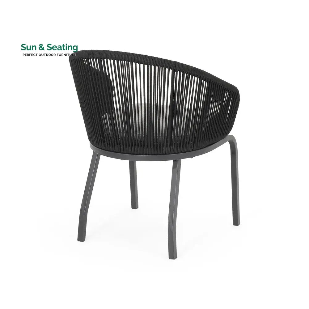 Luigi Outdoor Patio Seating Set 2 Chairs and 1 Table Set (Black) Braided &amp; Rope Coffee Table Sets