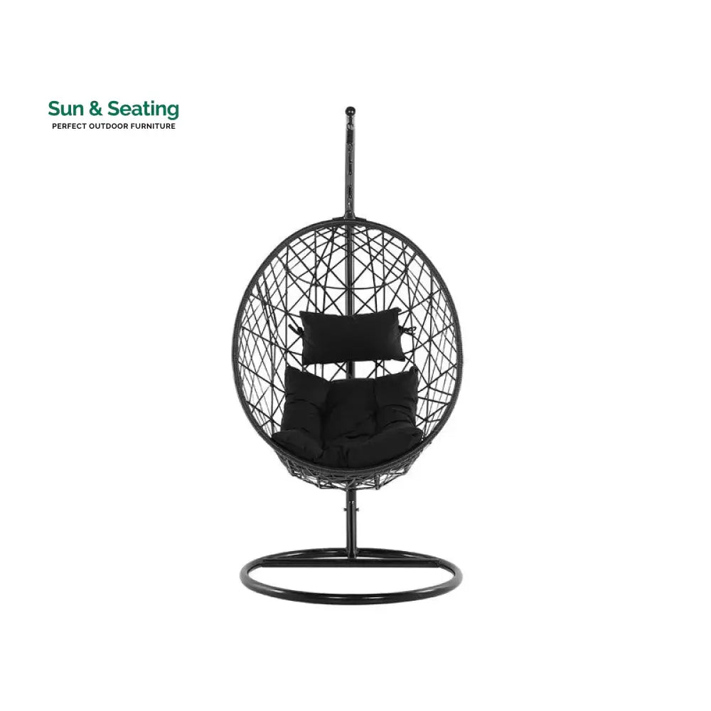 Luigi Single Seater Hanging Swing With Stand For Balcony Garden Swing (Black) Swings