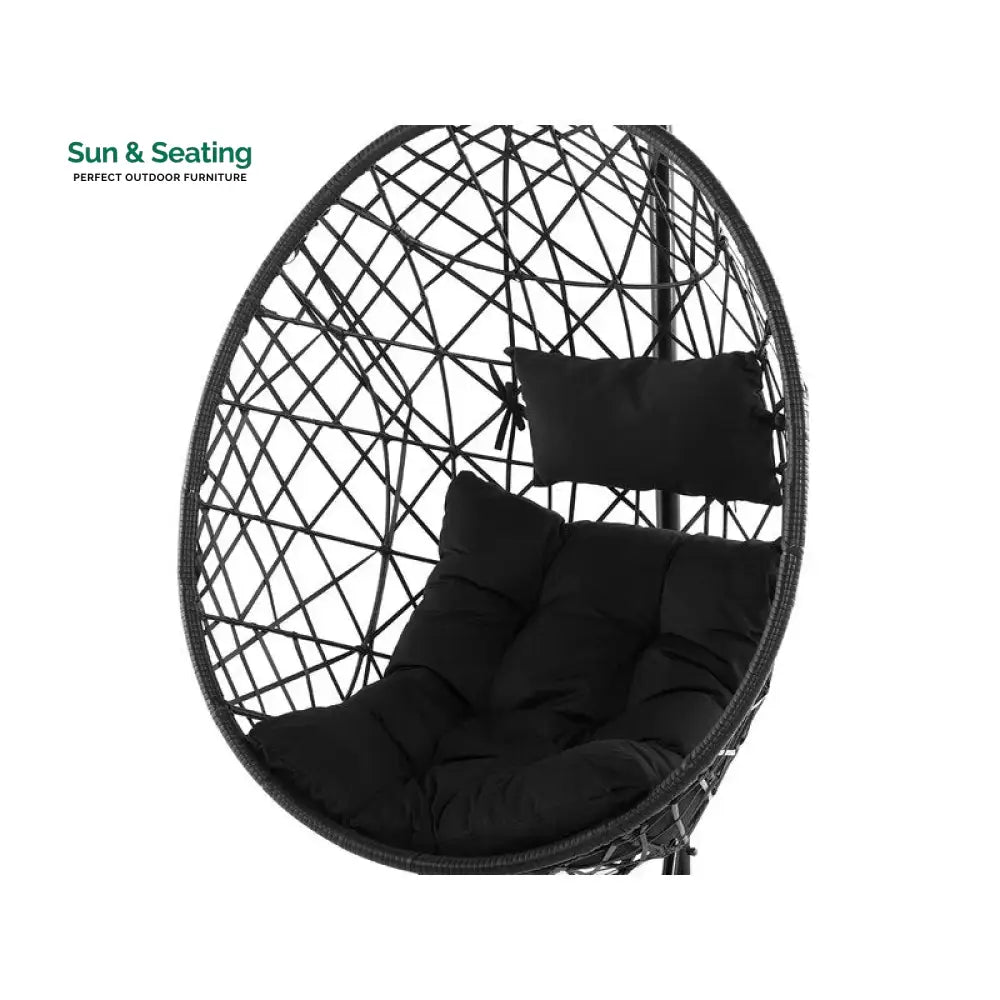 Luigi Single Seater Hanging Swing With Stand For Balcony Garden Swing (Black) Swings