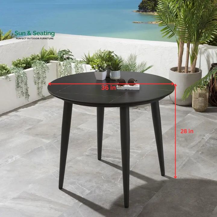Luis Outdoor Patio Seating Set 2 Chairs and 1 Table Set (Black + Blue) Braided &amp; Rope Coffee Table Sets