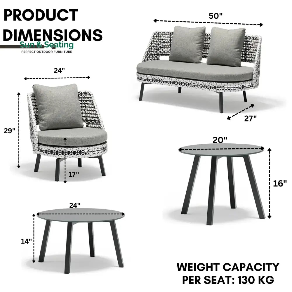 Lujayn Outdoor Double Tone Rattan Wicker Sofa Set Sofa Set