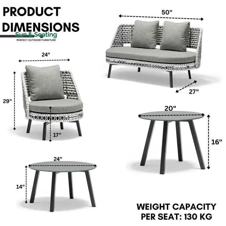 Lujayn Outdoor Double Tone Rattan Wicker Sofa Set Sofa Set