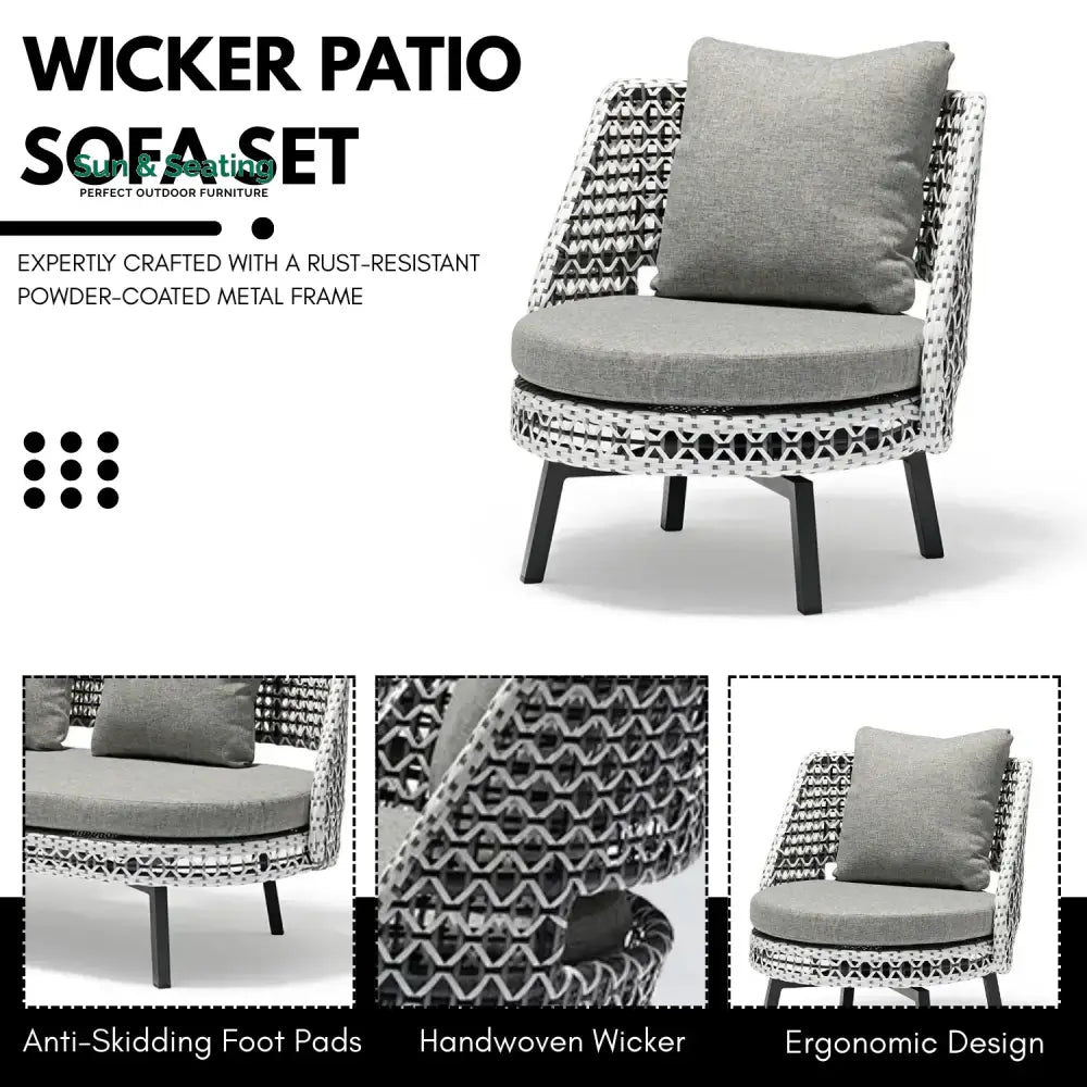 Lujayn Outdoor Double Tone Rattan Wicker Sofa Set Sofa Set