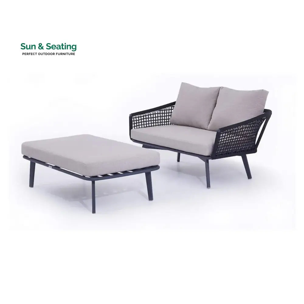 Lumi 2-Piece Outdoor Rope Loveseat Sofa With Ottoman Patio Sofa Set