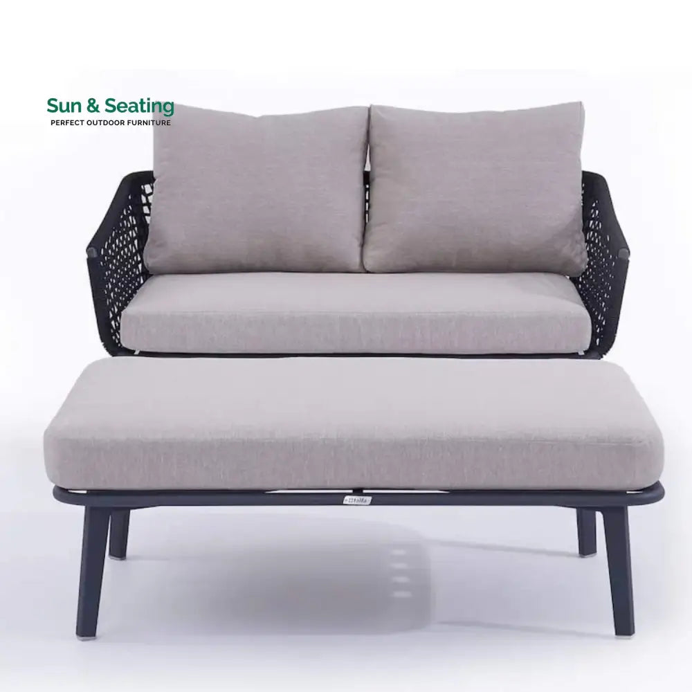 Lumi 2-Piece Outdoor Rope Loveseat Sofa With Ottoman Patio Sofa Set