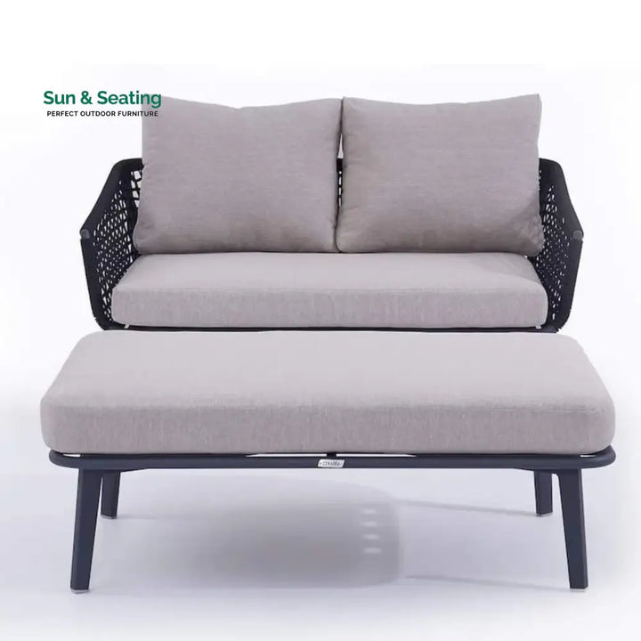 Lumi 2-Piece Outdoor Rope Loveseat Sofa With Ottoman Patio Sofa Set