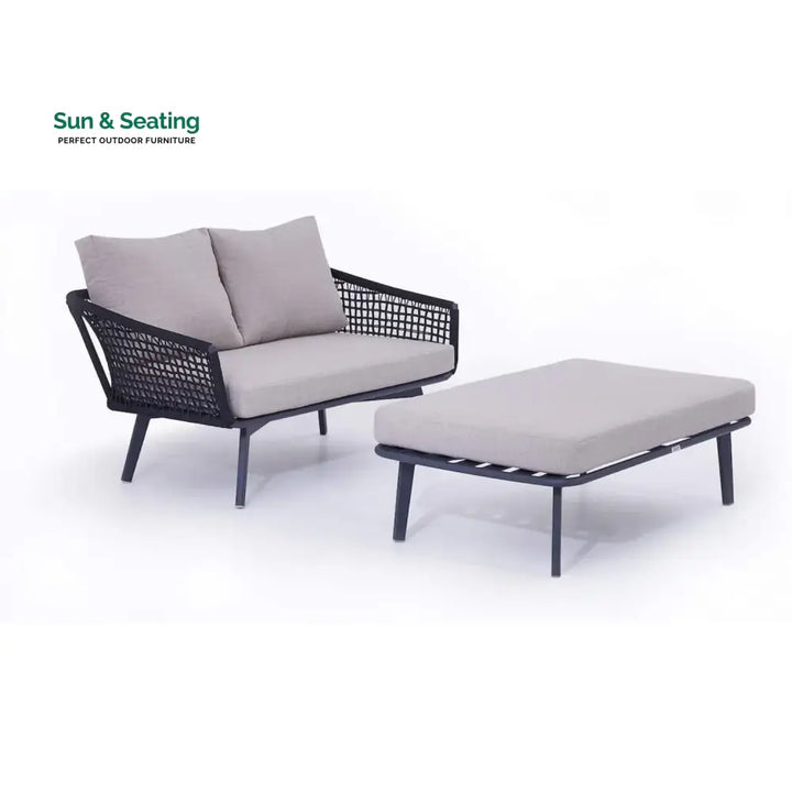 Lumi 2-Piece Outdoor Rope Loveseat Sofa With Ottoman Patio Sofa Set