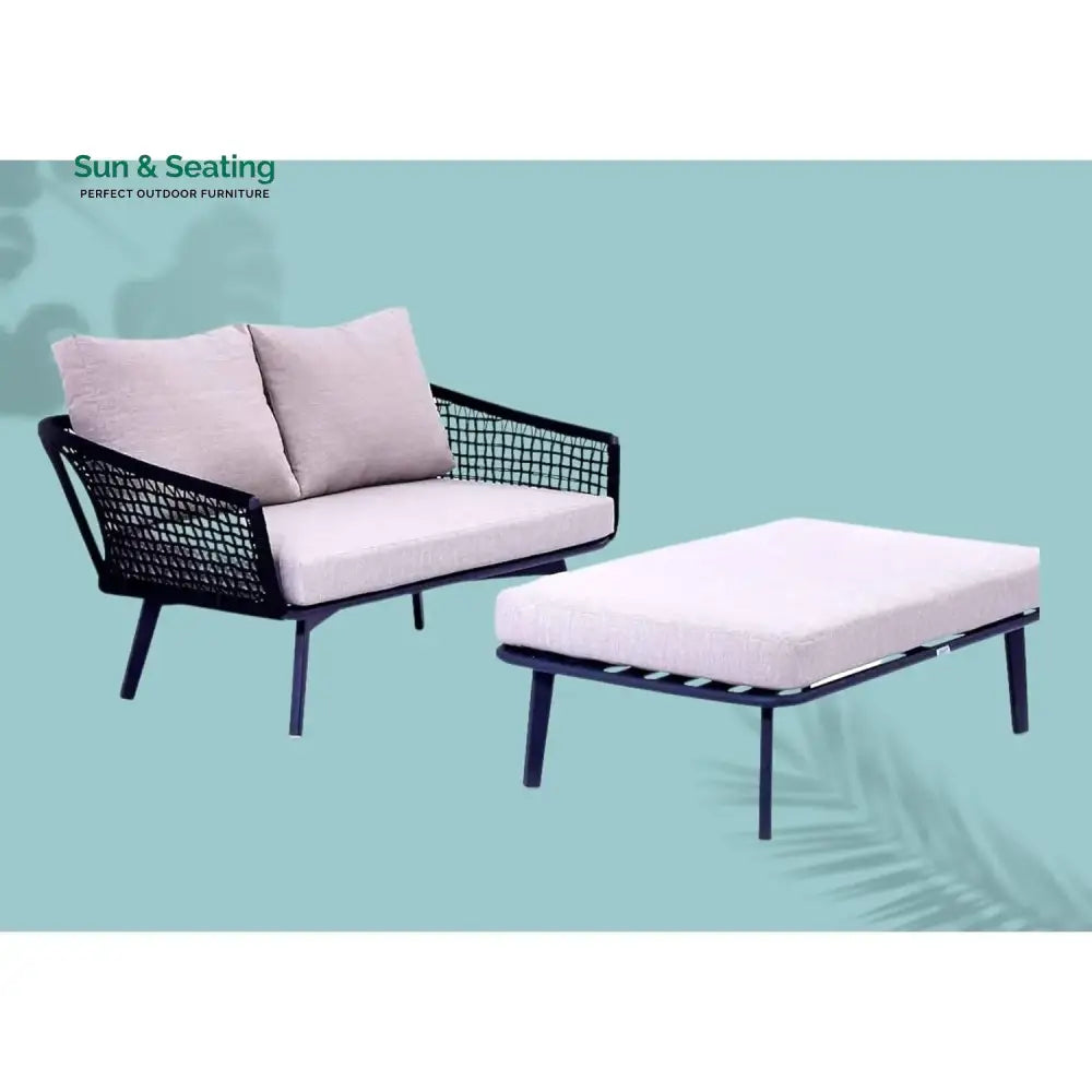 Lumi 2-Piece Outdoor Rope Loveseat Sofa With Ottoman Patio Sofa Set
