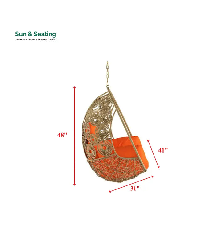 Luoni Single Seater Hanging Swing Without Stand For Balcony Garden Swing (Honey) Swings