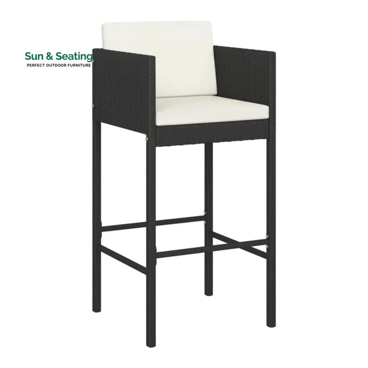 Lupe 7-Piece Outdoor Rattan Wicker Bar Set with Glass Top Table Bar Set