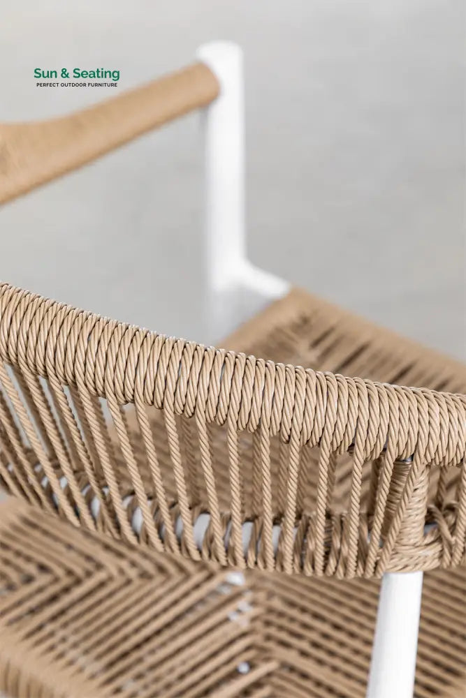 Lupita Outdoor Patio Seating Set 2 Chairs and 1 Table Set (Light Brown) Braided &amp; Rope Coffee Table Sets