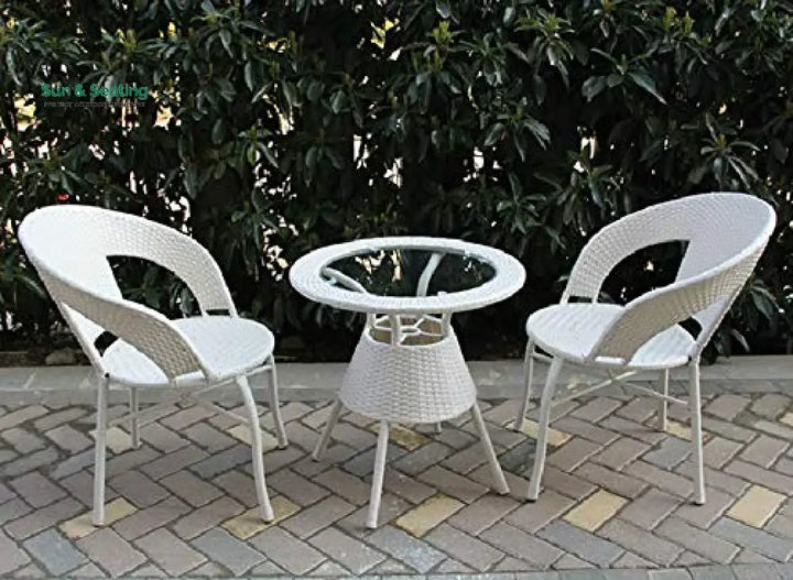 Luv Outdoor Patio Seating Set 2 Chairs and 1 Table Set (White) Coffee Table Sets