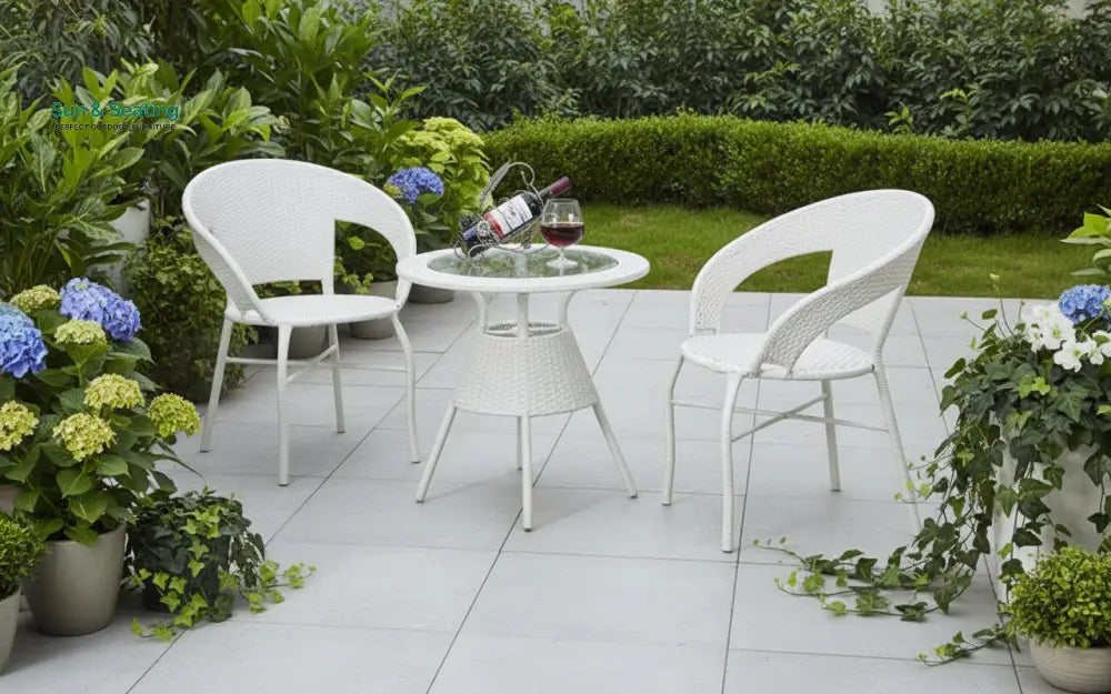 Luv Outdoor Patio Seating Set 2 Chairs and 1 Table Set (White) Coffee Table Sets