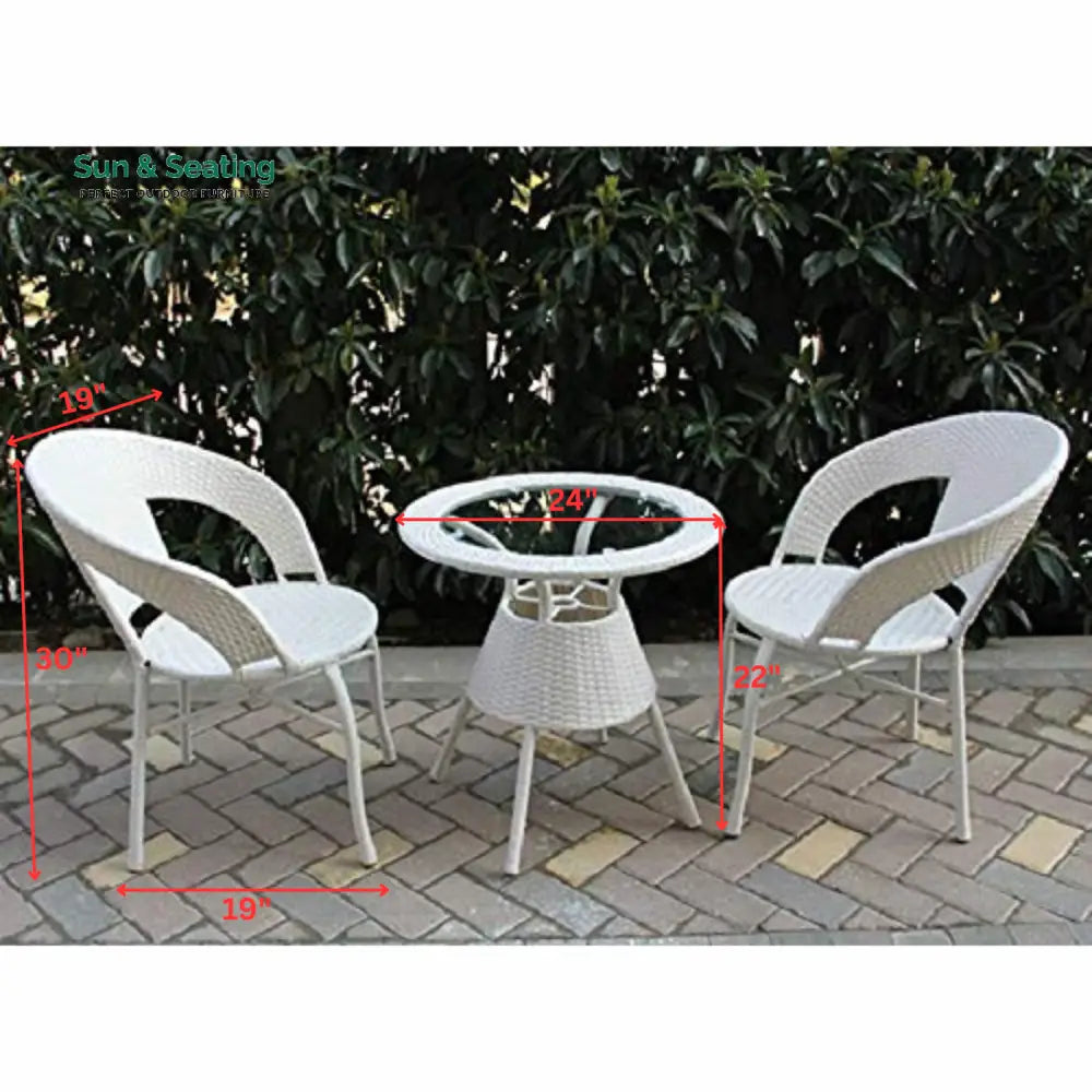 Luv Outdoor Patio Seating Set 2 Chairs and 1 Table Set (White) Coffee Table Sets