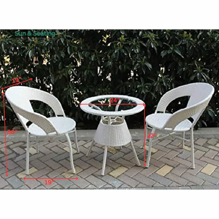Luv Outdoor Patio Seating Set 2 Chairs and 1 Table Set (White) Coffee Table Sets