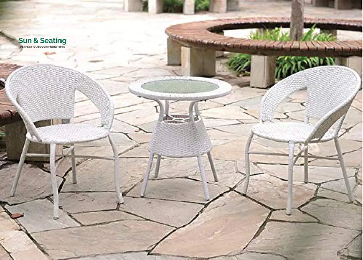 Luv Outdoor Patio Seating Set 2 Chairs and 1 Table Set (White) Coffee Table Sets