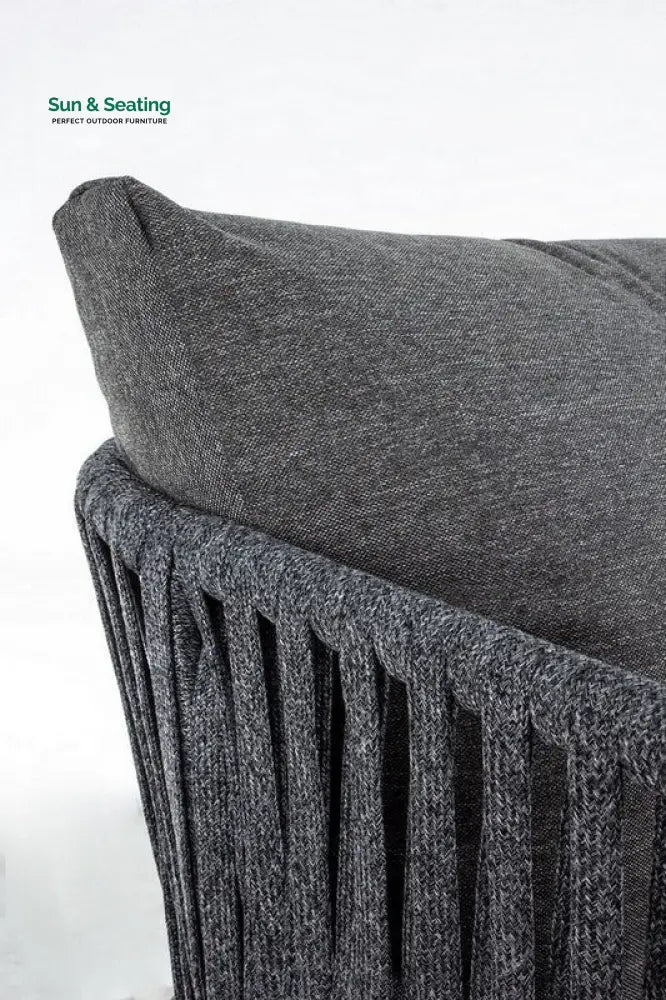 Luxo Outdoor Garden Balcony Sofa Set 3 Seater and 2 Single Seater With 1 Center Table Set Braid &amp; Rope (Dark Grey) Sofa