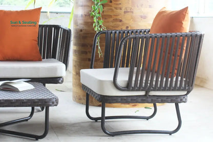 Lydie Outdoor Sofa Set 2 Seater 2 Single seater and 1 Center Table (Dark Brown) Sofa Sets