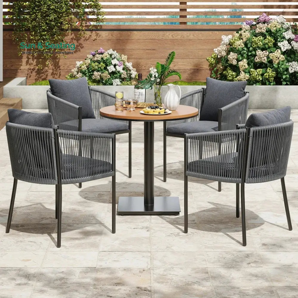 Mackenzie 2-Piece Outdoor Rope Patio Dining Chairs Dinning Chairs