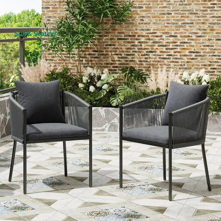 Mackenzie 2-Piece Outdoor Rope Patio Dining Chairs Dinning Chairs