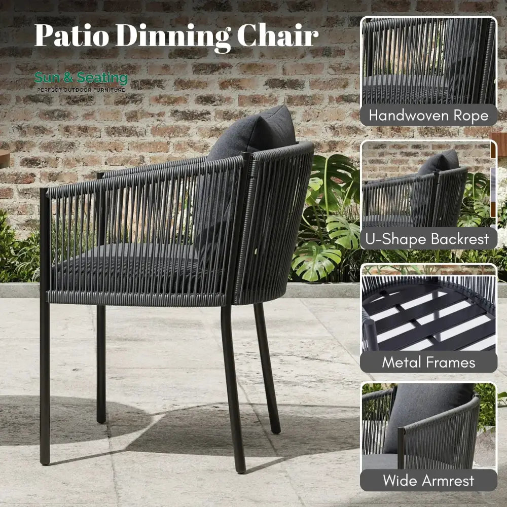Mackenzie 2-Piece Outdoor Rope Patio Dining Chairs Dinning Chairs