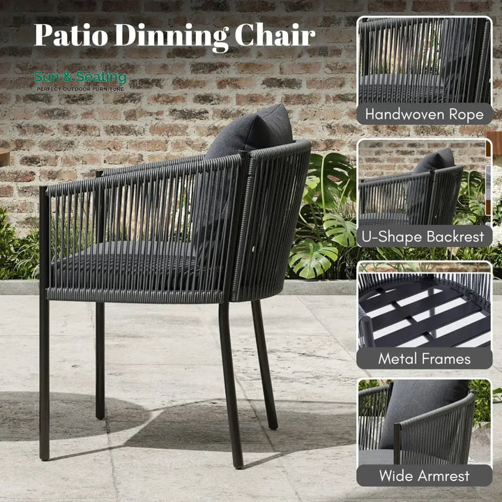 Mackenzie 2-Piece Outdoor Rope Patio Dining Chairs Dinning Chairs