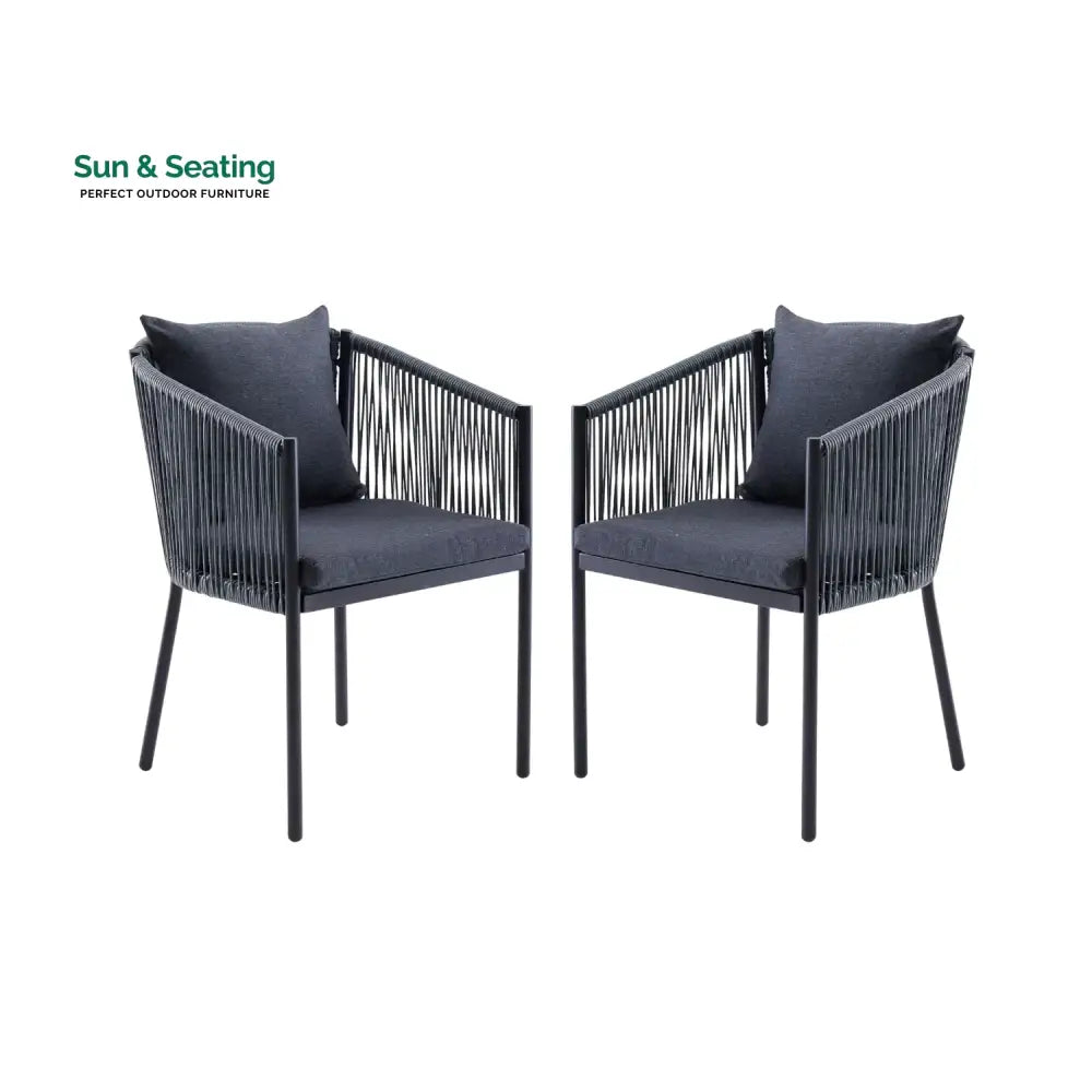 Mackenzie 2-Piece Outdoor Rope Patio Dining Chairs Dinning Chairs