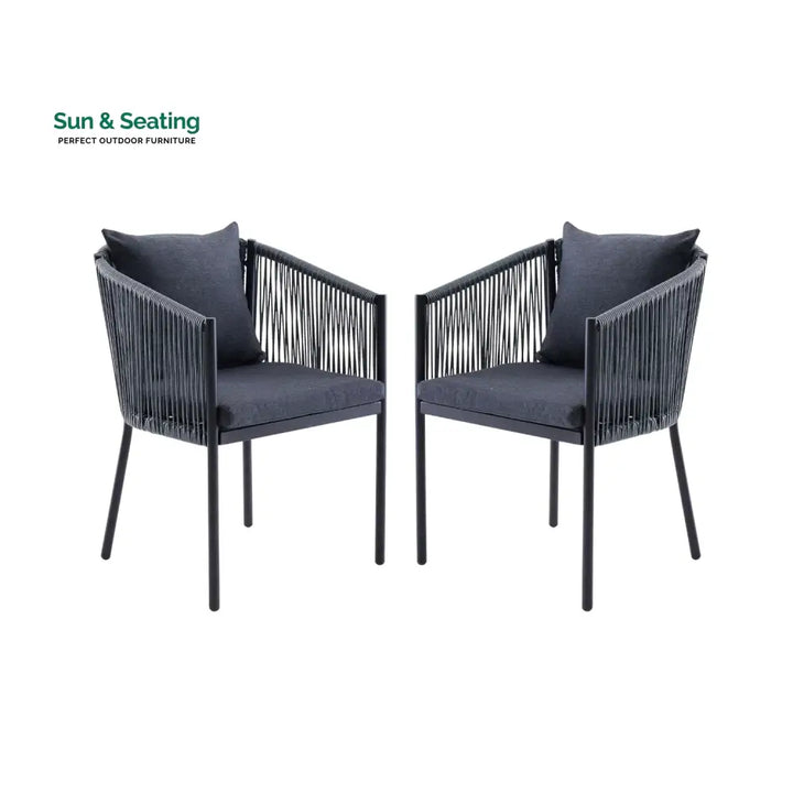 Mackenzie 2-Piece Outdoor Rope Patio Dining Chairs Dinning Chairs