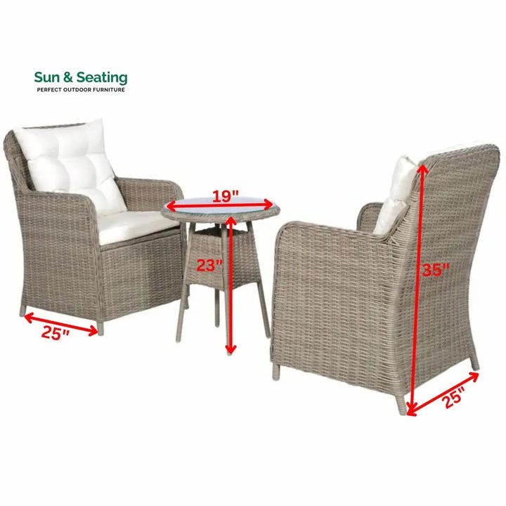 Maddy Outdoor Patio Seating Set 2 Chairs and 1 Table Set (Arabica) Coffee Table Sets