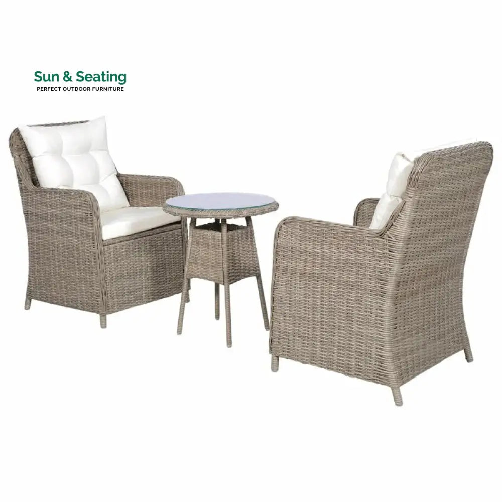 Maddy Outdoor Patio Seating Set 2 Chairs and 1 Table Set (Arabica) Coffee Table Sets