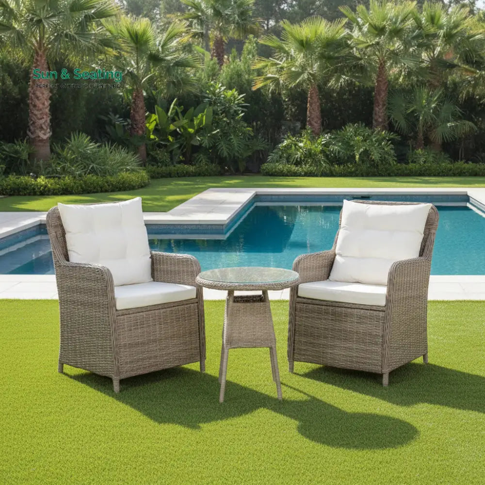 Maddy Outdoor Patio Seating Set 2 Chairs and 1 Table Set (Arabica) Coffee Table Sets