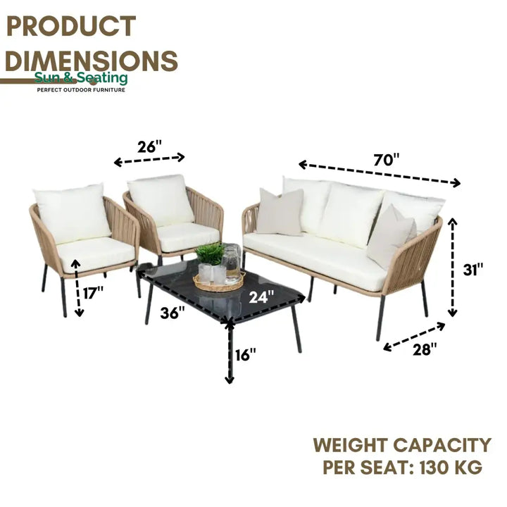 Madison 5-Seater Outdoor All-Weather Rope Sofa Set Sofa Set