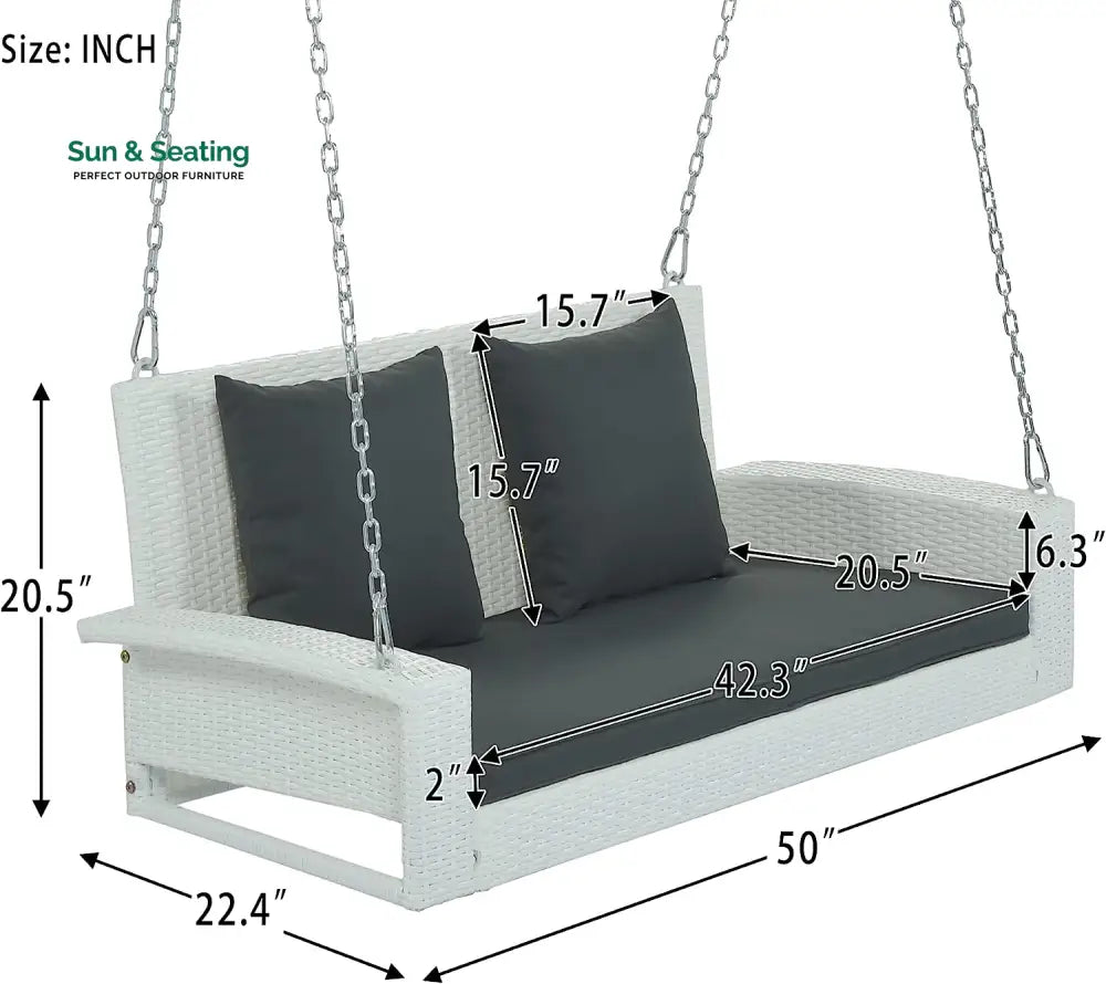 Magda Double Seater Hanging Swing Without Stand For Balcony Garden Swing (White + Grey) Swings