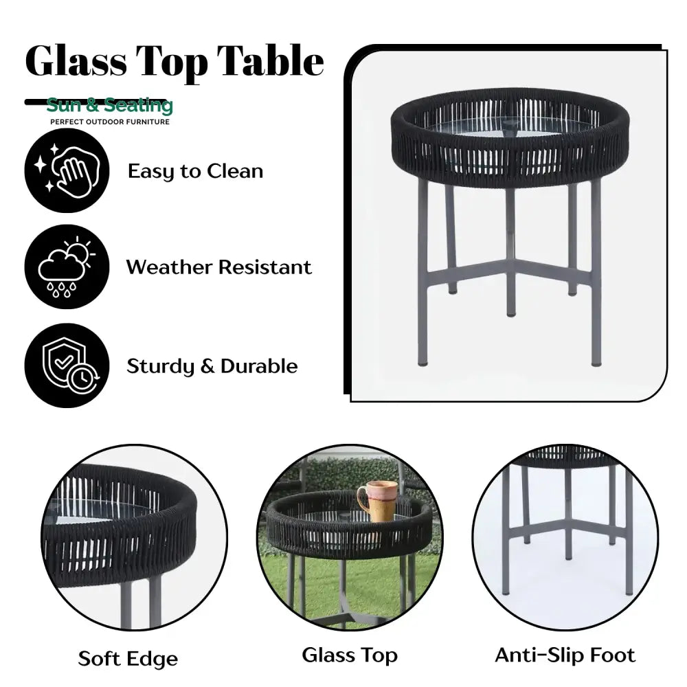 Magdalena 3-Piece Grey Rope Outdoor Patio Set Patio Set