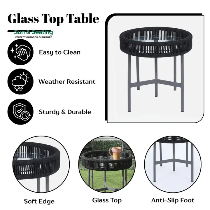 Magdalena 3-Piece Grey Rope Outdoor Patio Set Patio Set