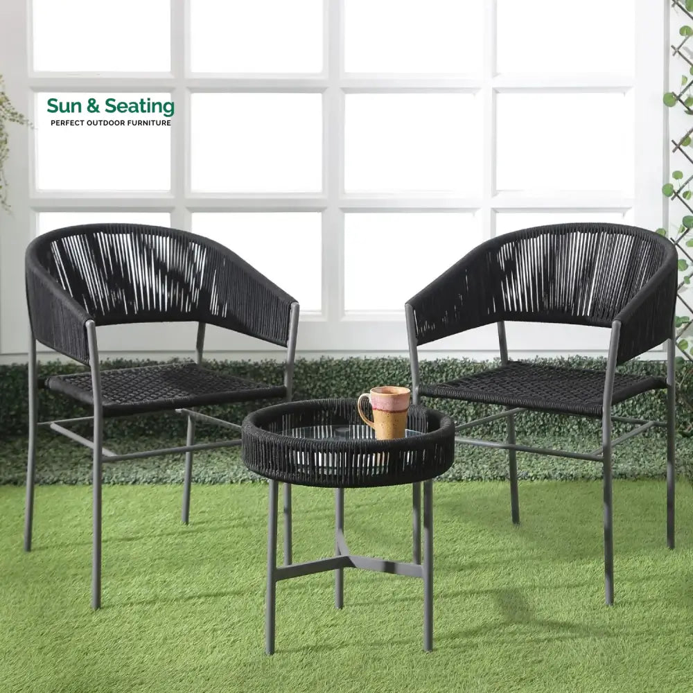 Magdalena 3-Piece Grey Rope Outdoor Patio Set Patio Set