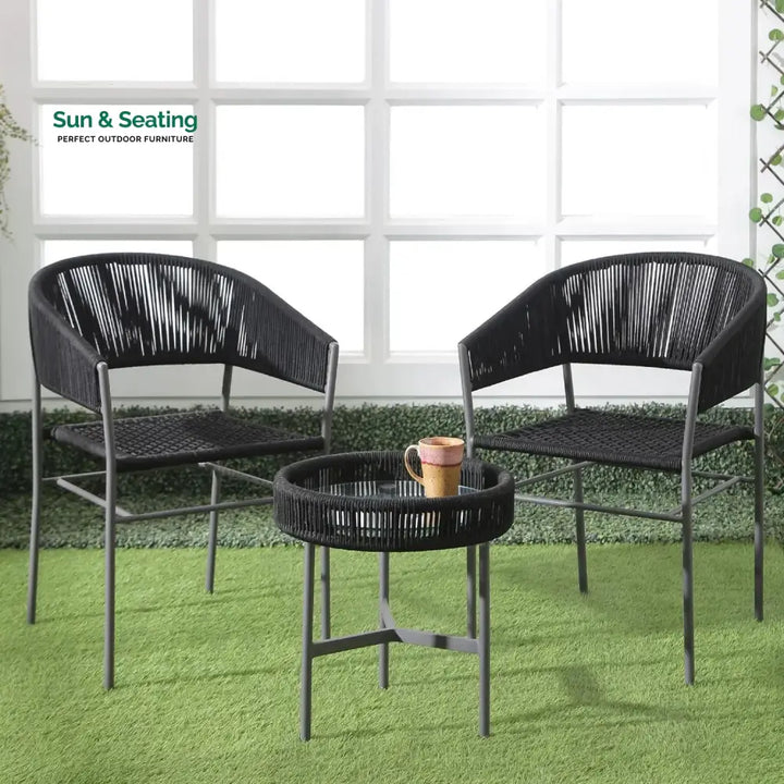 Magdalena 3-Piece Grey Rope Outdoor Patio Set Patio Set