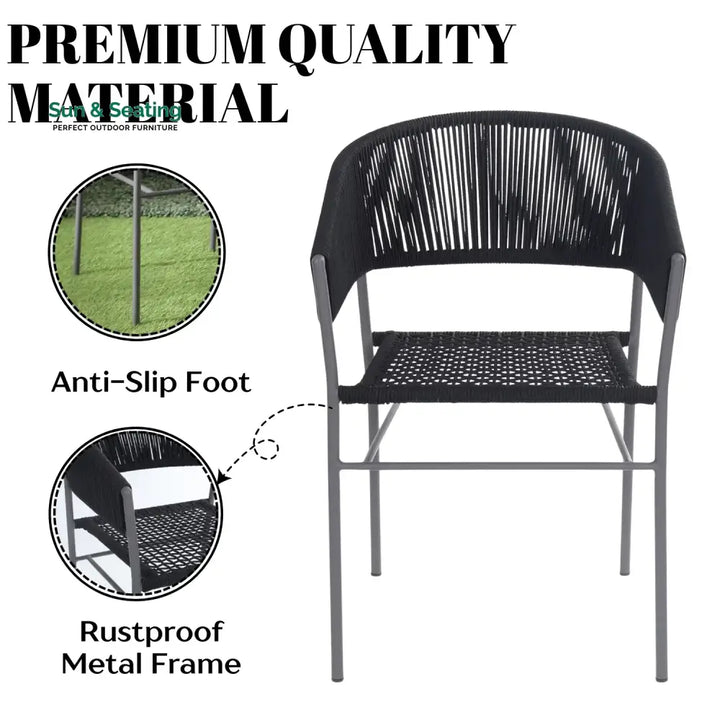 Magdalena 3-Piece Grey Rope Outdoor Patio Set Patio Set