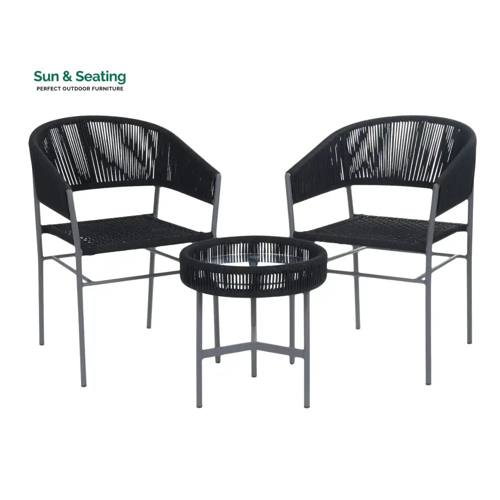 Magdalena 3-Piece Grey Rope Outdoor Patio Set Patio Set