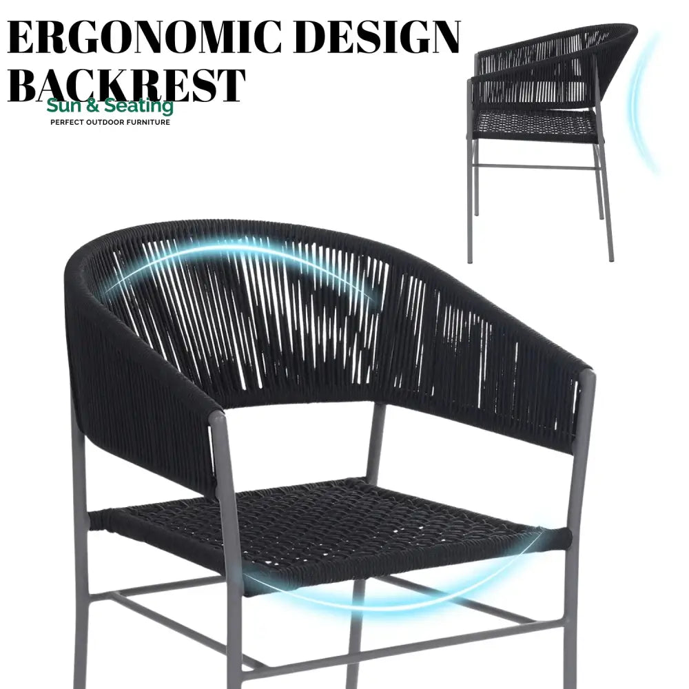 Magdalena 3-Piece Grey Rope Outdoor Patio Set Patio Set