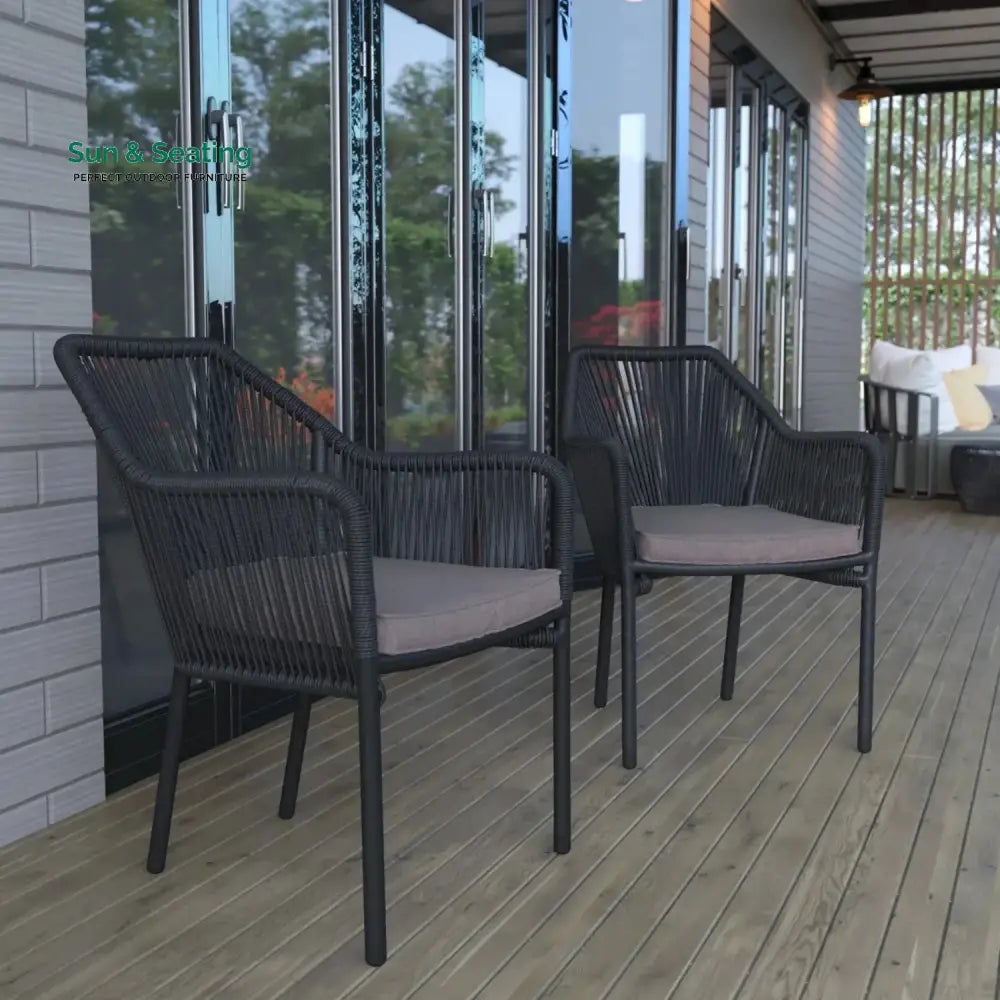 Magnolia 2-Piece Outdoor Rope Patio Dining Chairs Dinning Chairs