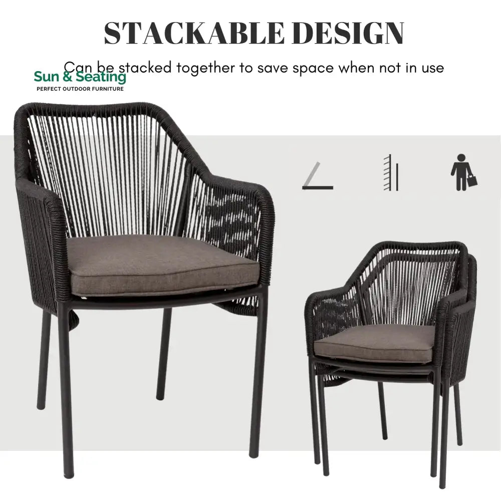 Magnolia 2-Piece Outdoor Rope Patio Dining Chairs Dinning Chairs