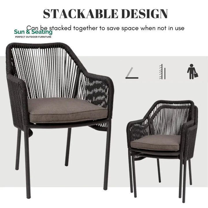 Magnolia 2-Piece Outdoor Rope Patio Dining Chairs Dinning Chairs