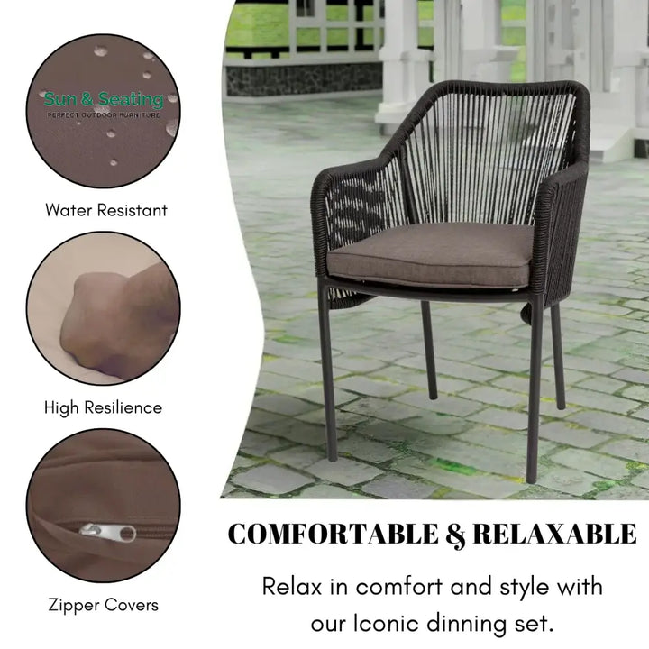 Magnolia 2-Piece Outdoor Rope Patio Dining Chairs Dinning Chairs