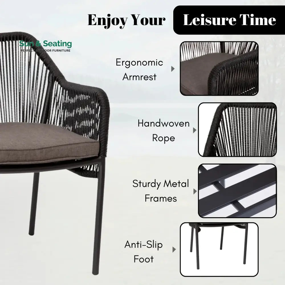 Magnolia 2-Piece Outdoor Rope Patio Dining Chairs Dinning Chairs